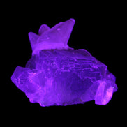 Clear Yellow Fluorite with 45mm dog-tooth Calcite 98*76*55mm 286g in UV light - Rocks and Things Store