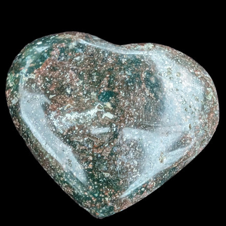 Ocean Jasper heart 176g in sunlight - Rocks and Things Store