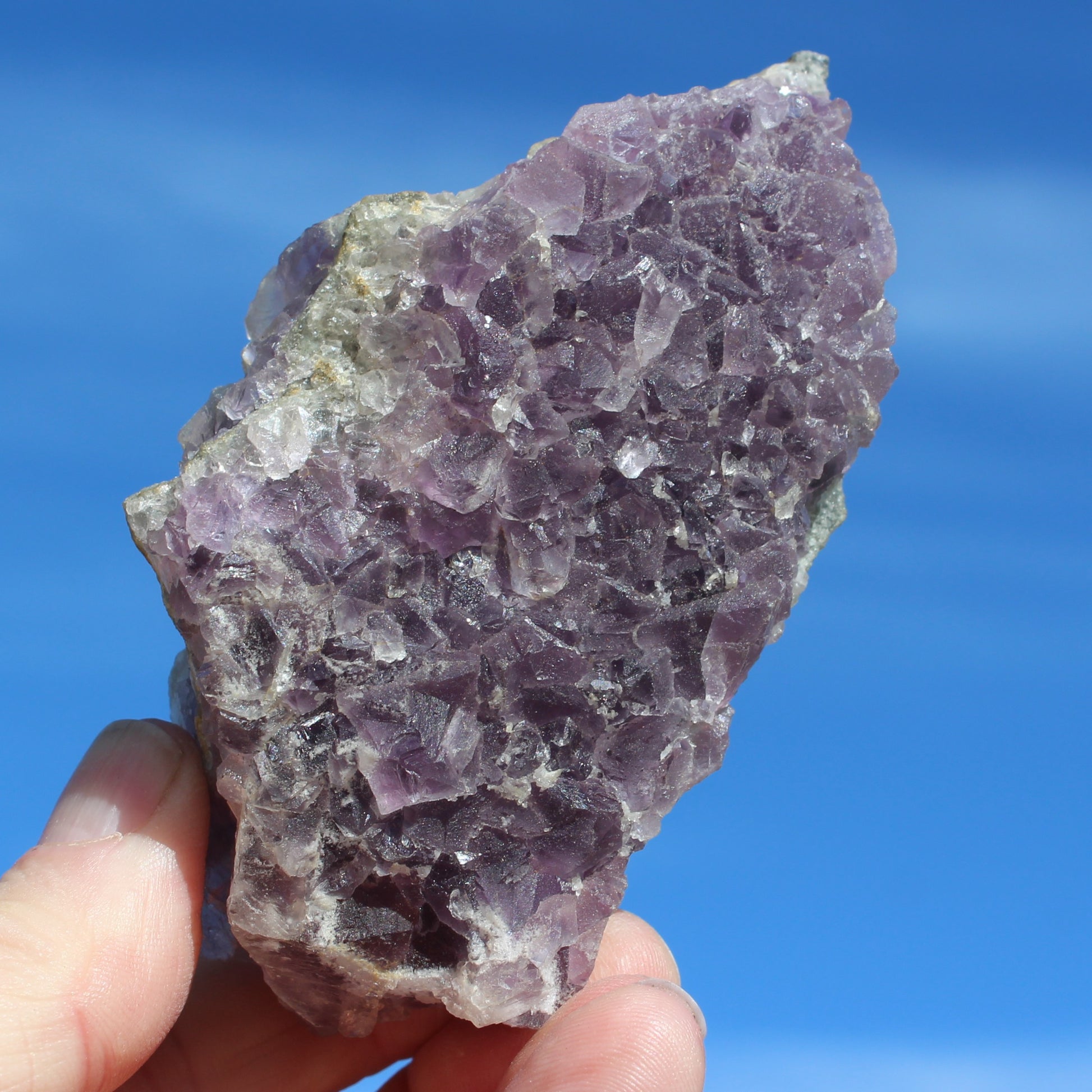 Purple window Fluorite cluster 239g Rocks and Things