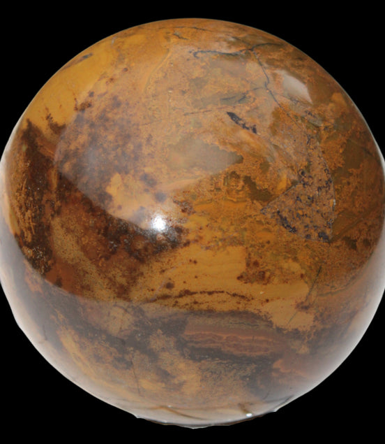 Yellow Jasper sphere 520g in sunlight - Rocks and Things Store
