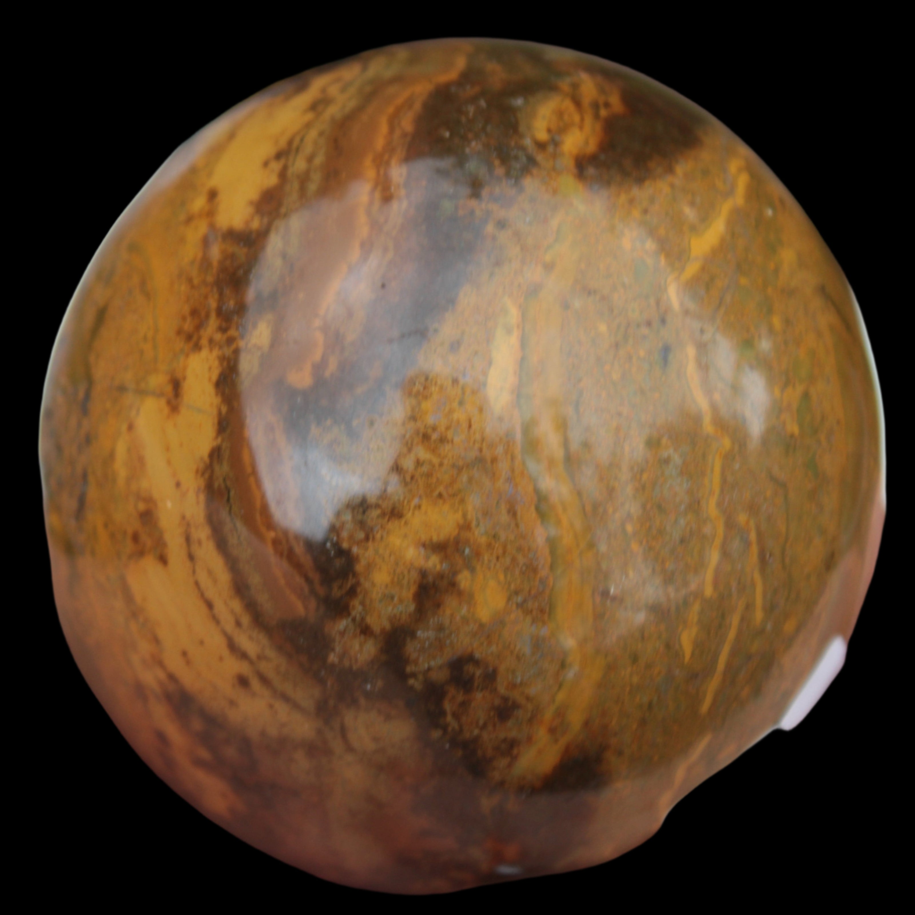 Yellow Jasper sphere 520g in sunlight - Rocks and Things Store