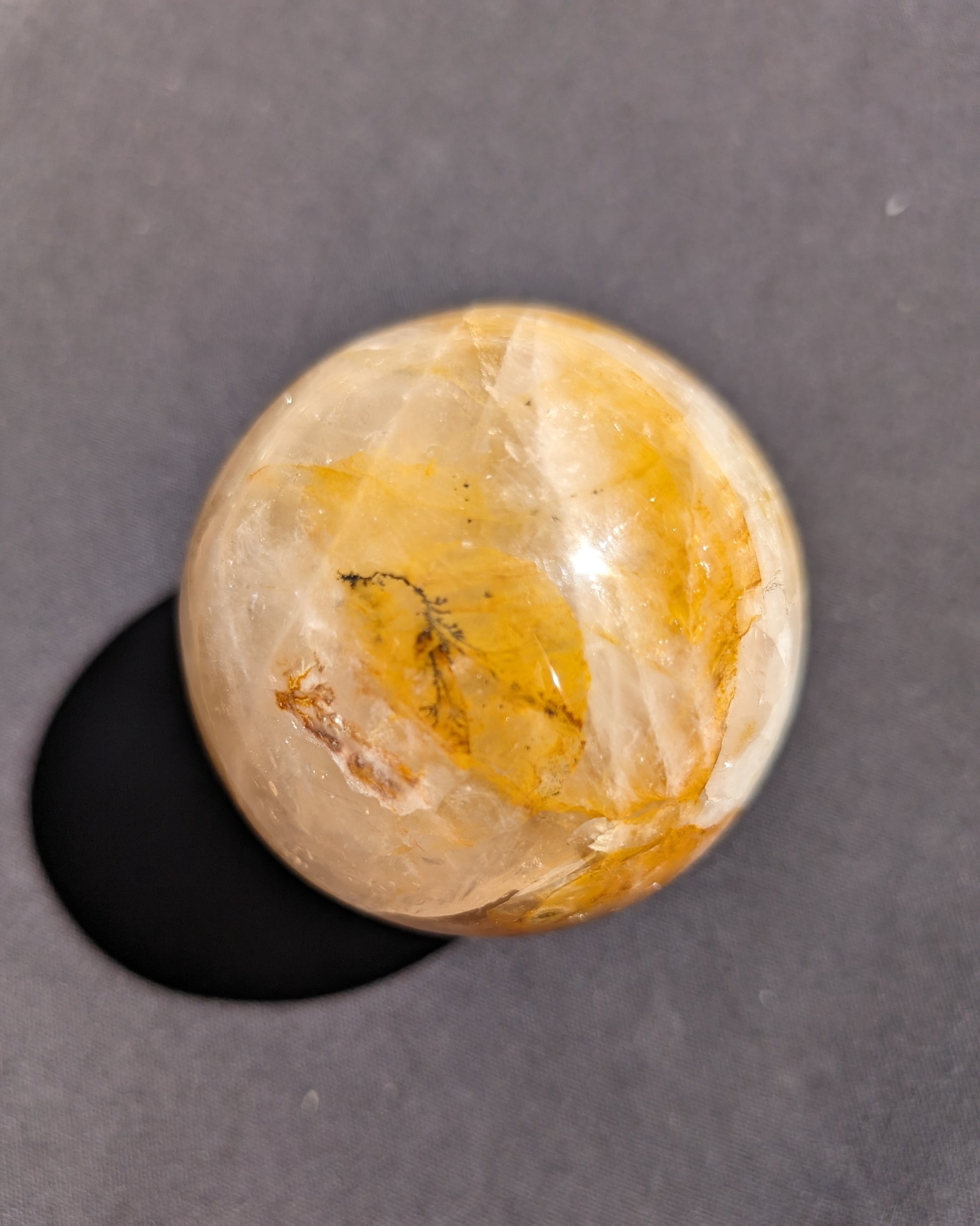 Yellow flower Calcite sphere from Madagascar 436g Rocks and Things