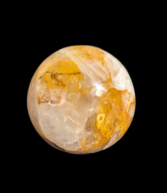 Yellow flower Calcite sphere from Madagascar 436g in sunshine - Rocks and Things Store