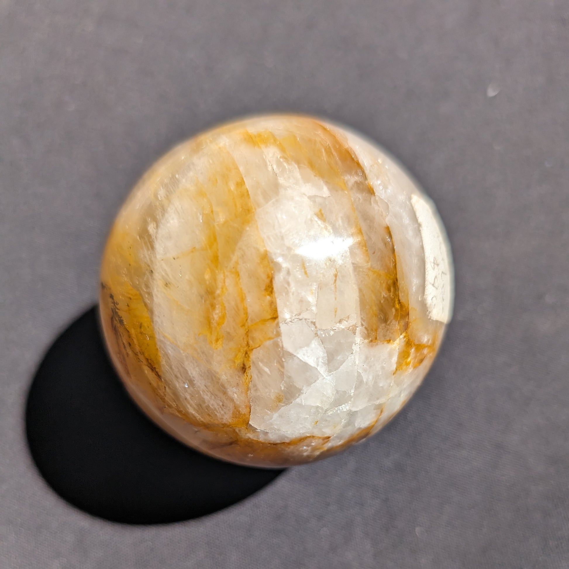 Yellow flower Calcite sphere from Madagascar 436g Rocks and Things