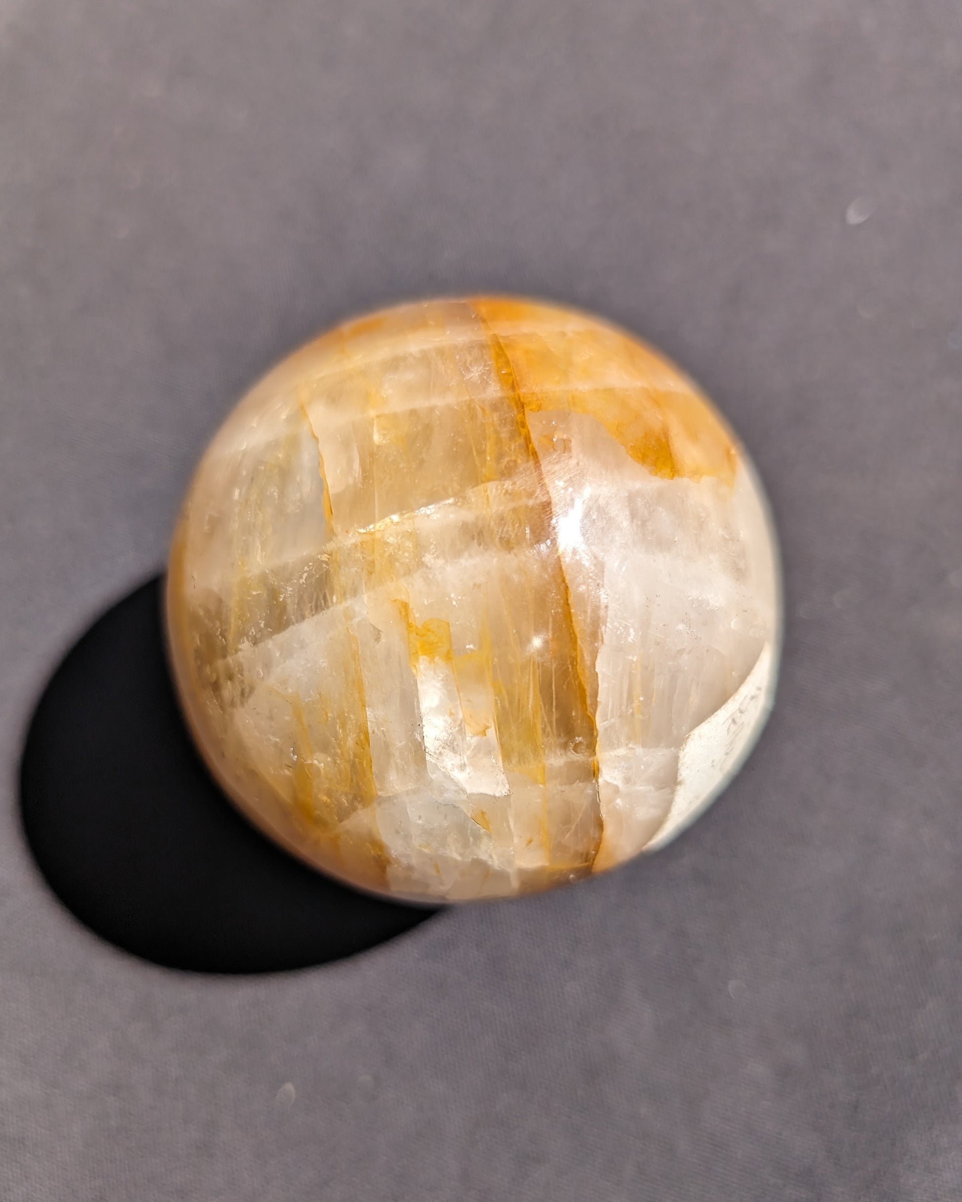 Yellow flower Calcite sphere from Madagascar 436g Rocks and Things