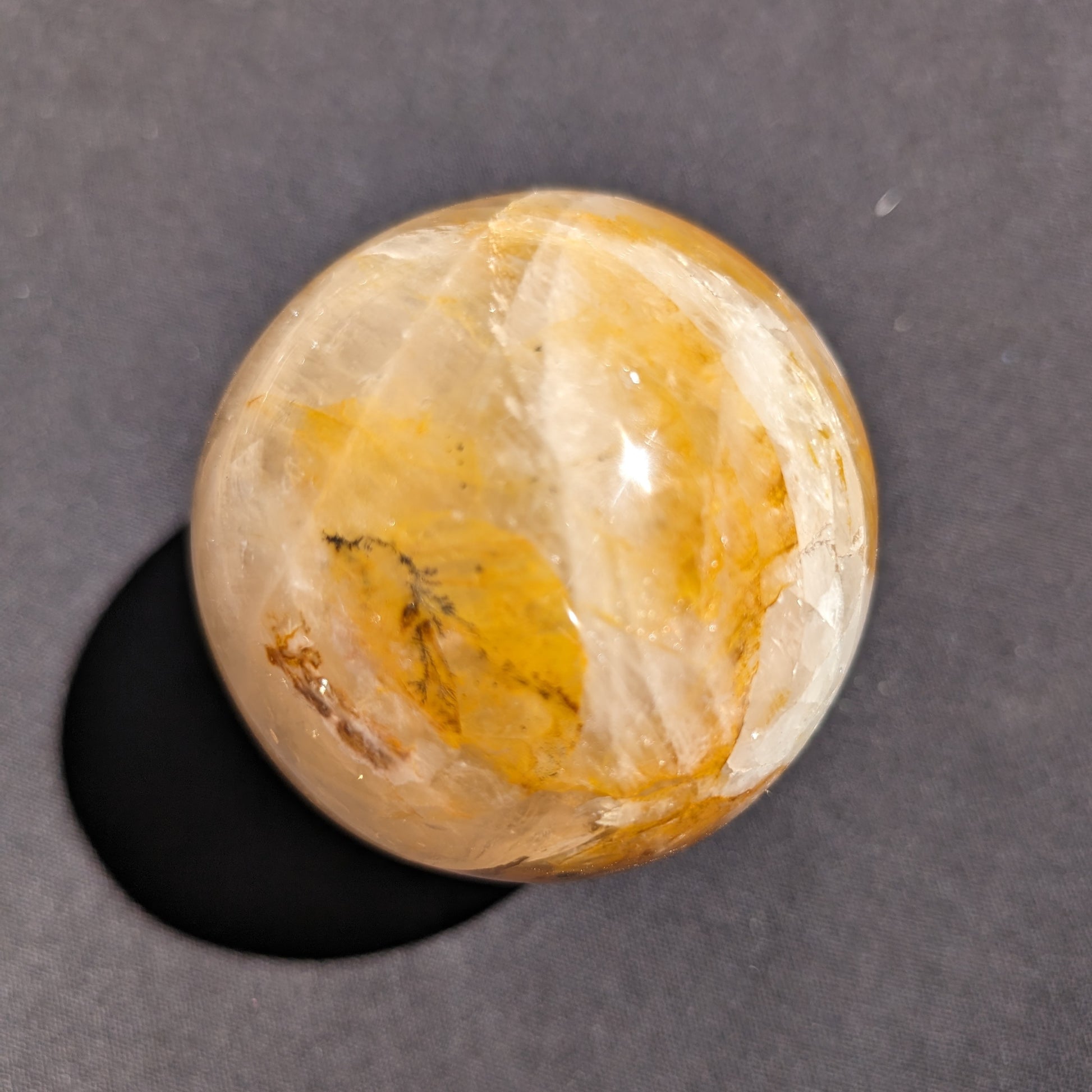 Yellow flower Calcite sphere from Madagascar 436g Rocks and Things