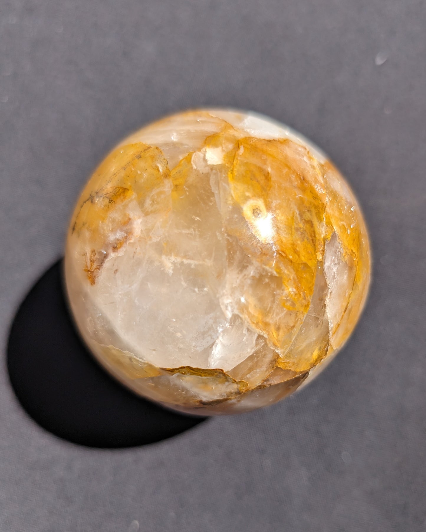 Yellow flower Calcite sphere from Madagascar 436g Rocks and Things