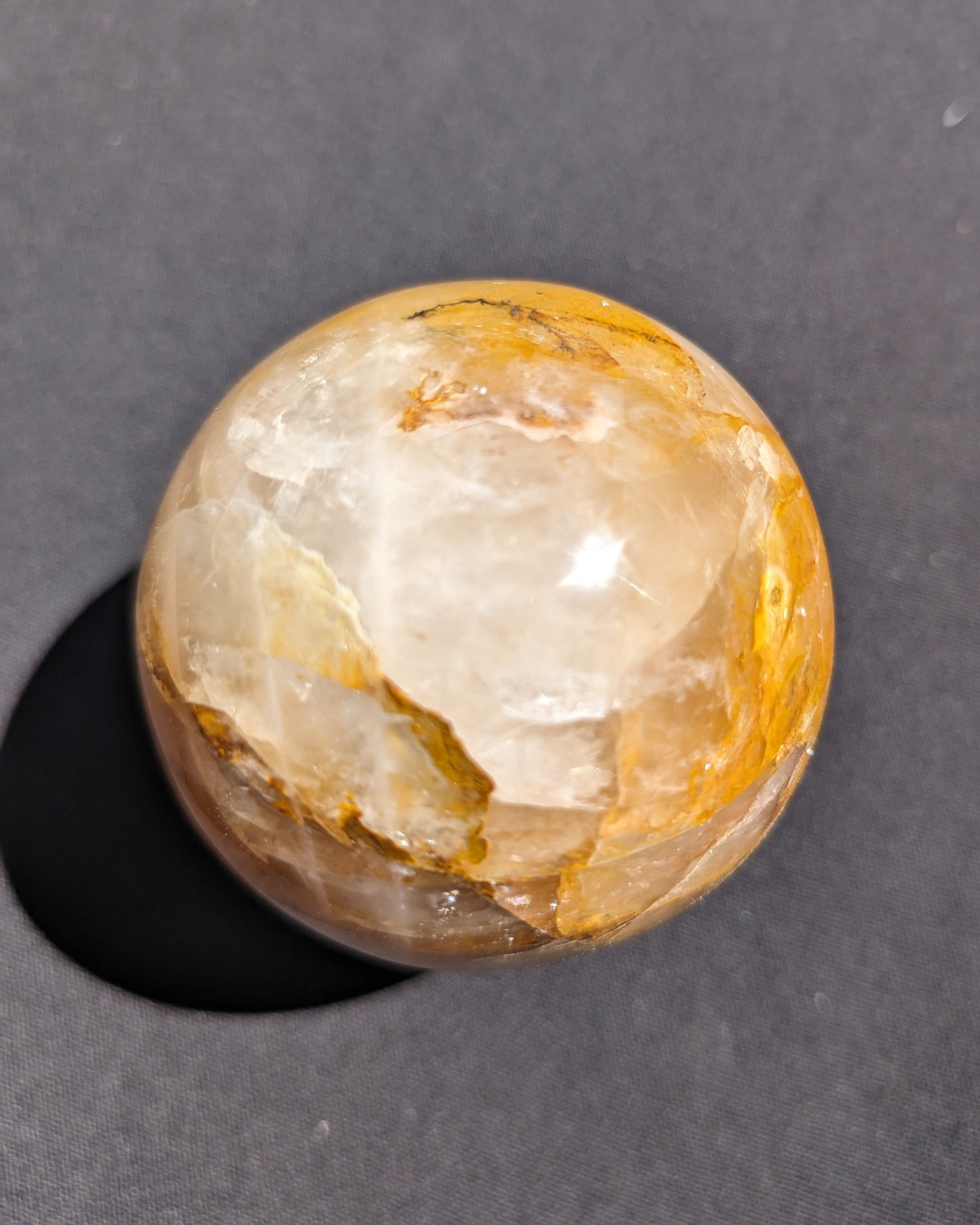 Yellow flower Calcite sphere from Madagascar 436g Rocks and Things