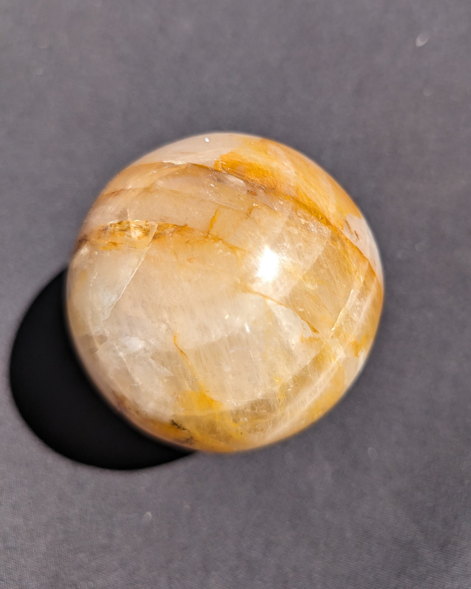 Yellow flower Calcite sphere from Madagascar 436g Rocks and Things