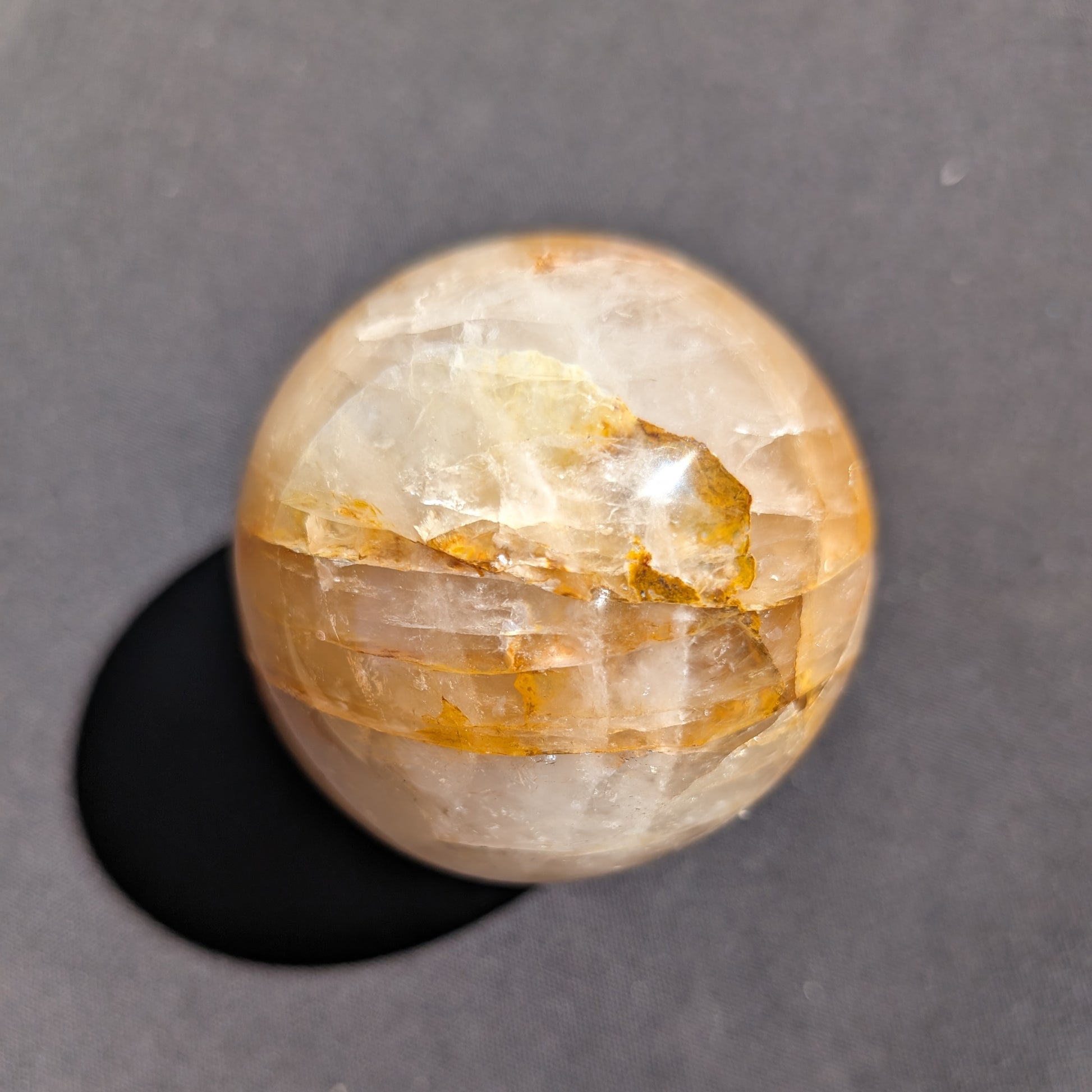 Yellow flower Calcite sphere from Madagascar 436g Rocks and Things