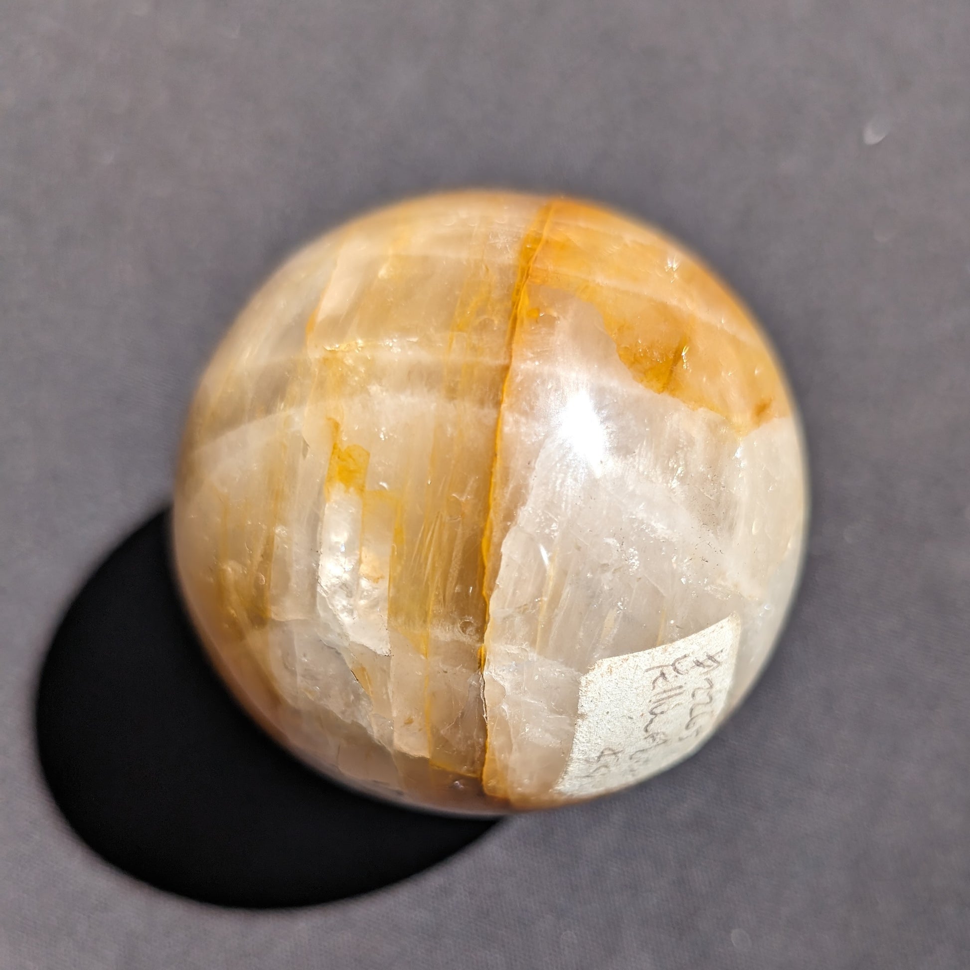 Yellow flower Calcite sphere from Madagascar 436g Rocks and Things