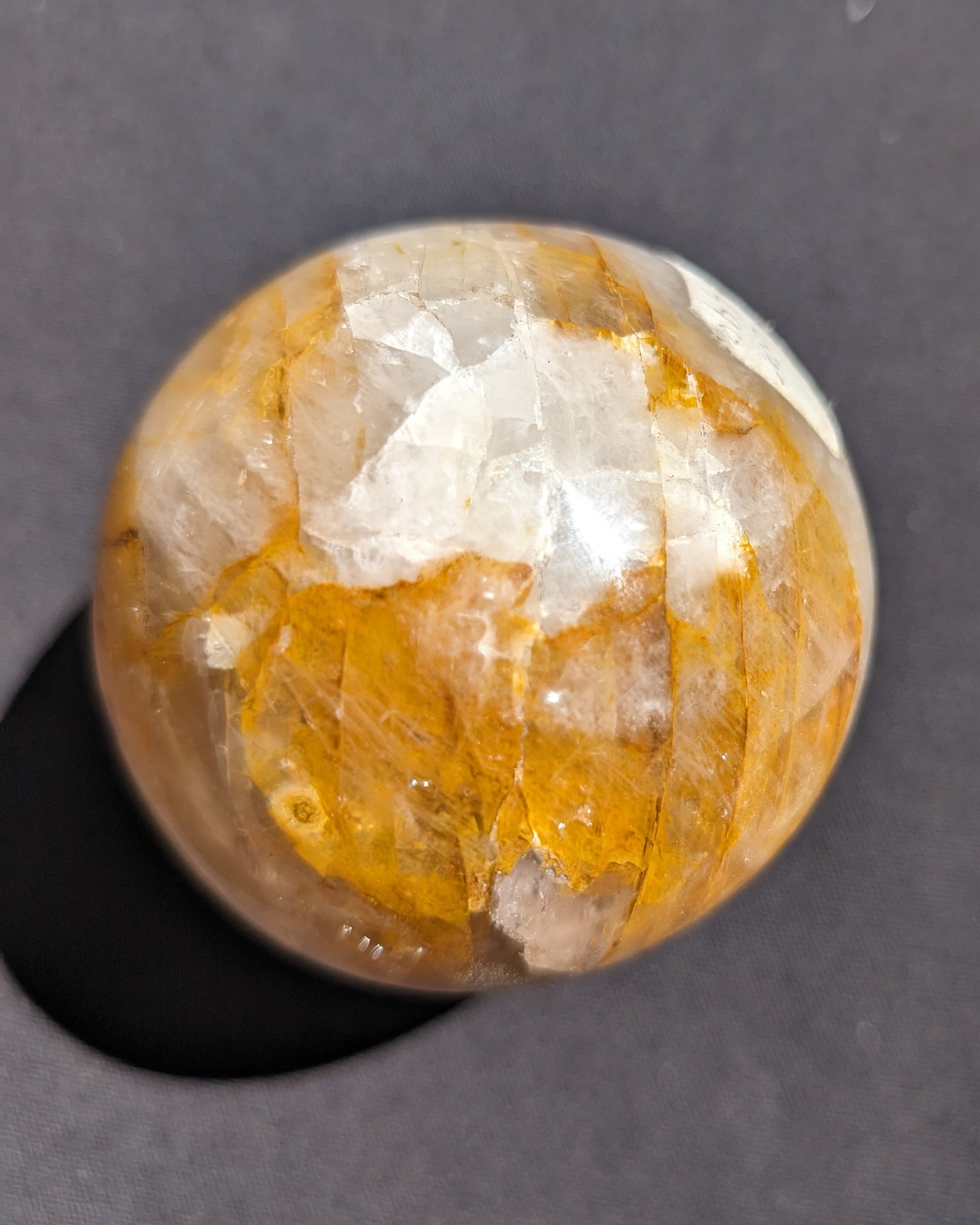 Yellow flower Calcite sphere from Madagascar 436g Rocks and Things