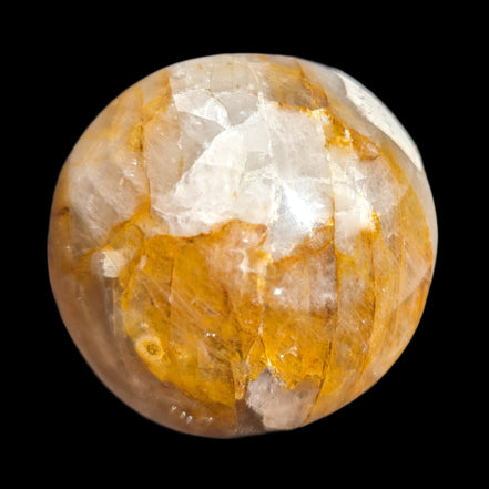 Yellow flower Calcite sphere from Madagascar 436g in sunshine - Rocks and Things Store