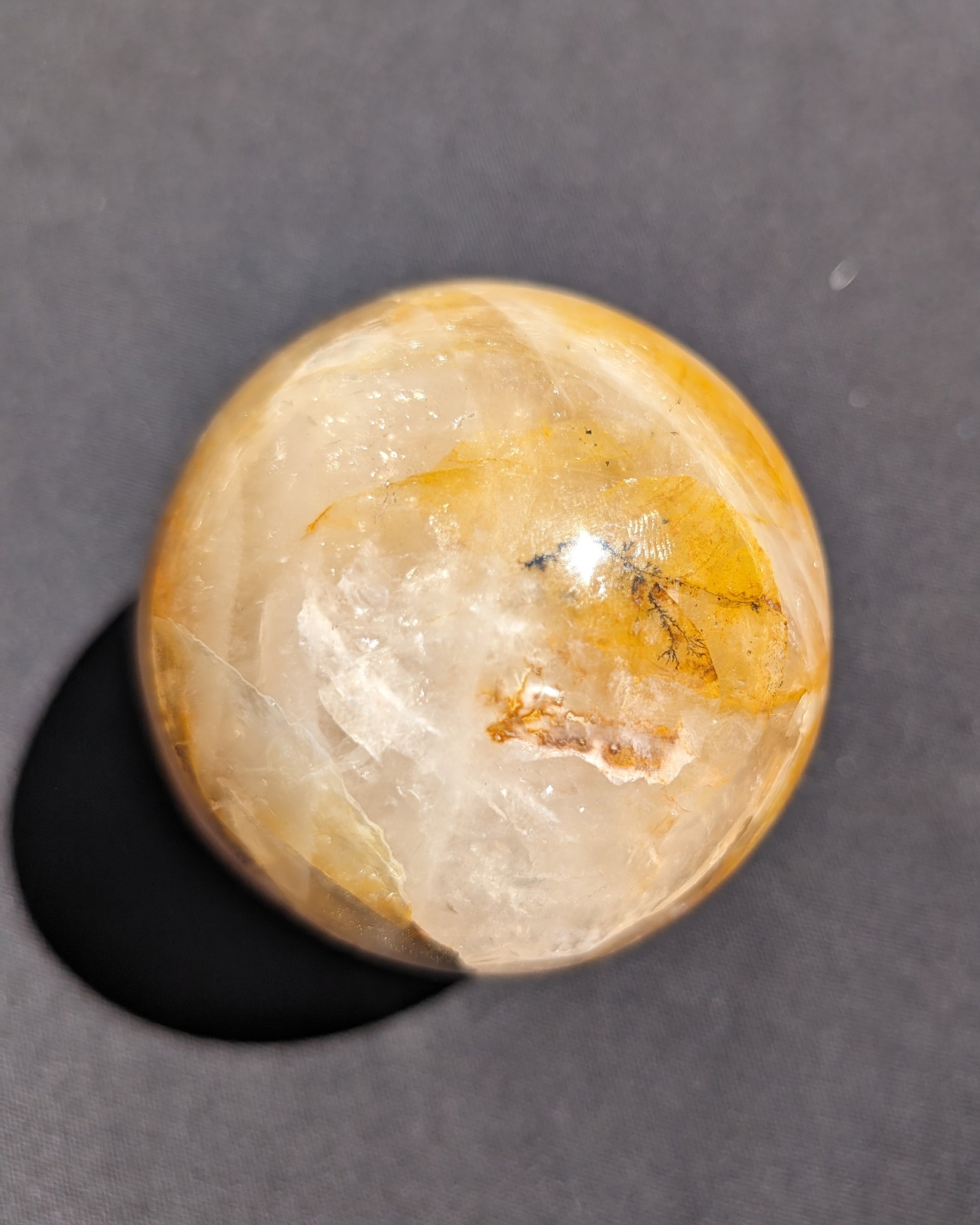 Yellow flower Calcite sphere from Madagascar 436g Rocks and Things