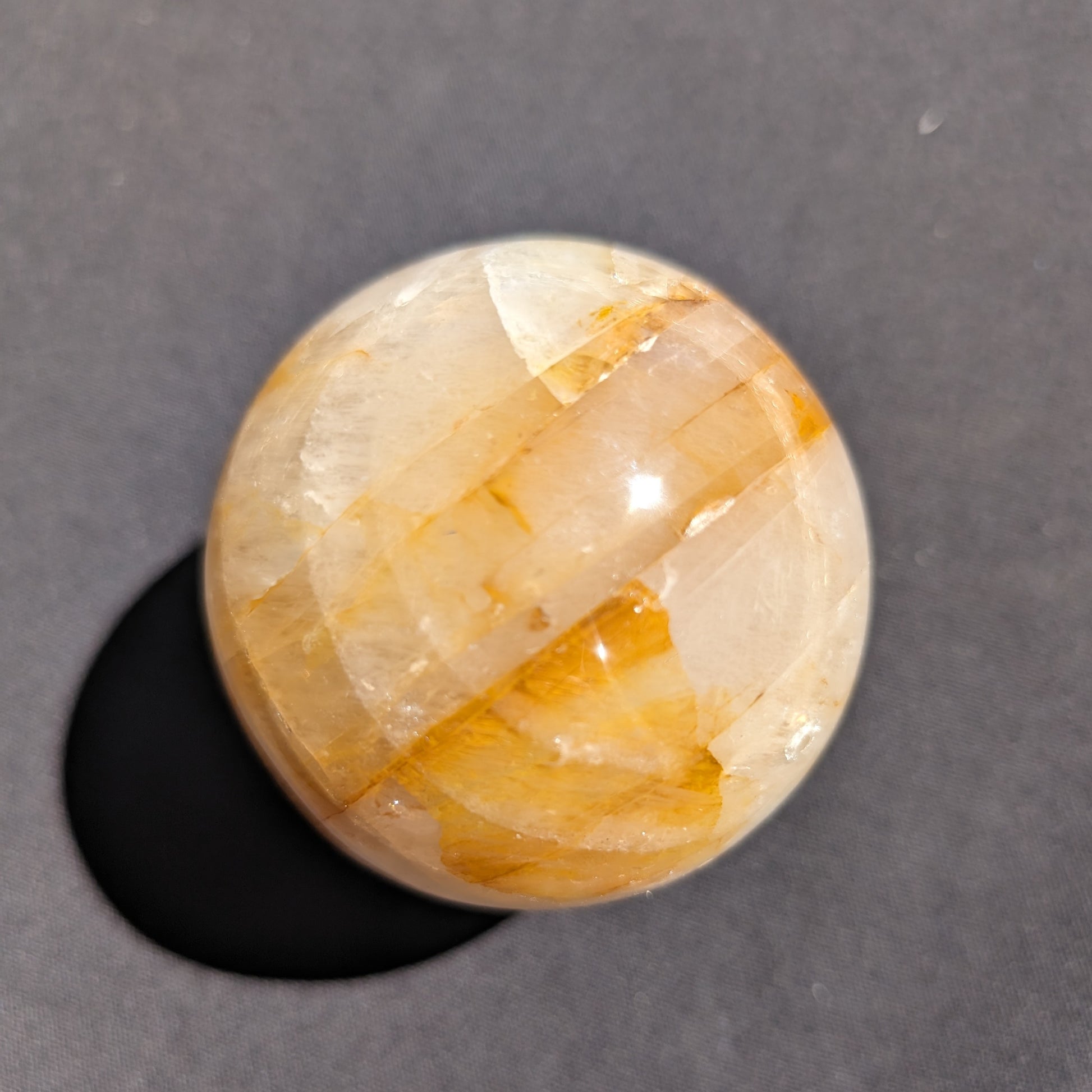 Yellow flower Calcite sphere from Madagascar 436g Rocks and Things