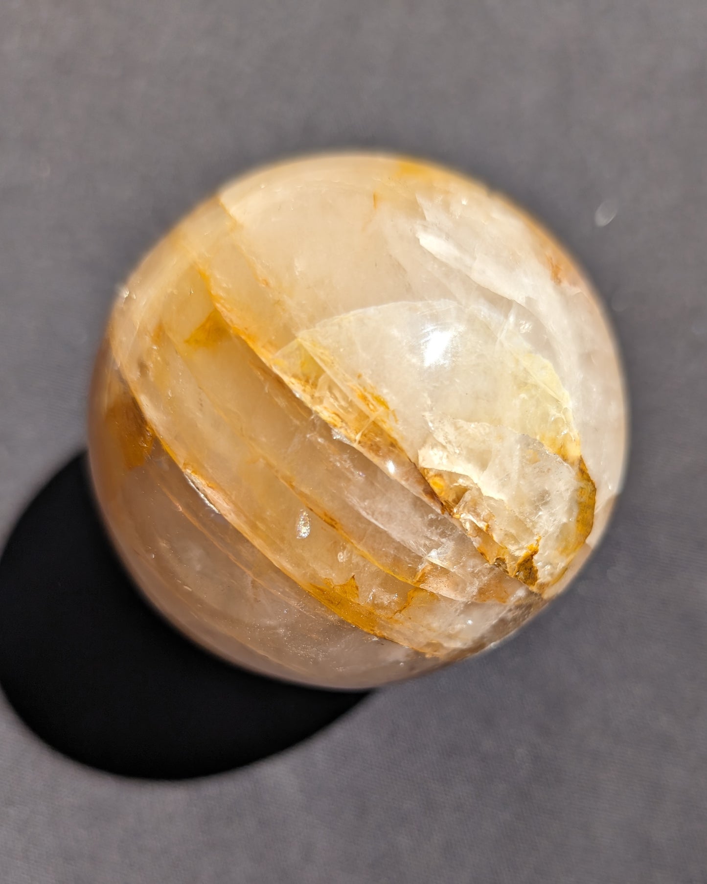 Yellow flower Calcite sphere from Madagascar 436g Rocks and Things