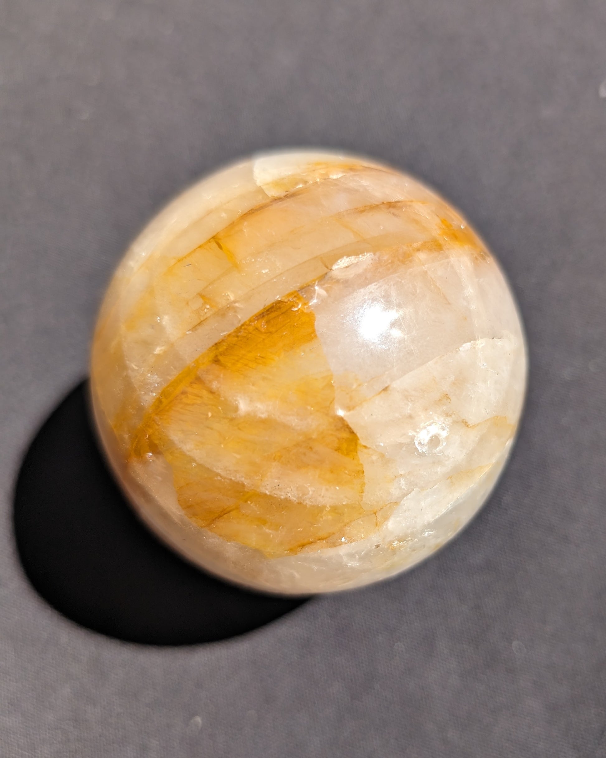 Yellow flower Calcite sphere from Madagascar 436g Rocks and Things