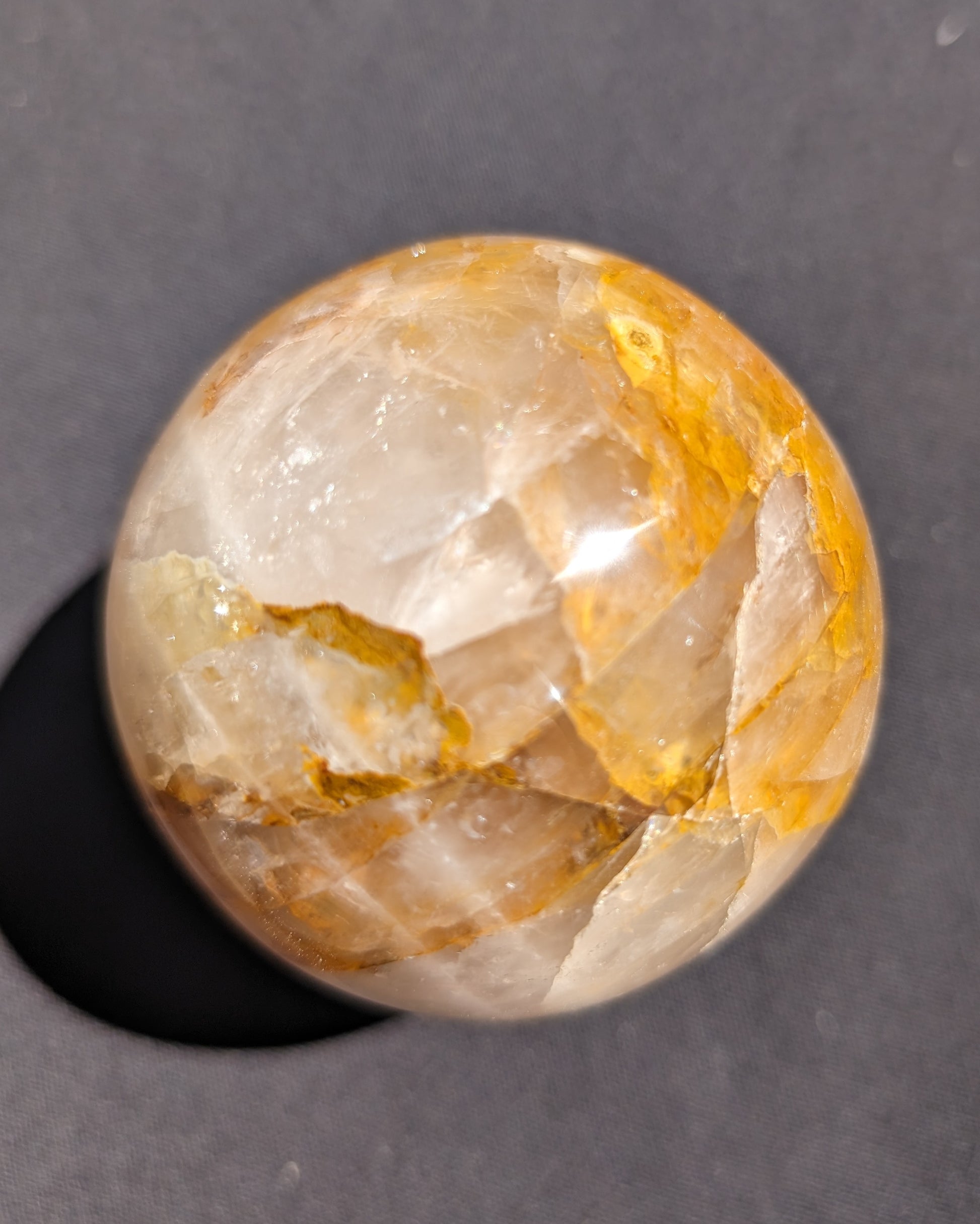 Yellow flower Calcite sphere from Madagascar 436g Rocks and Things