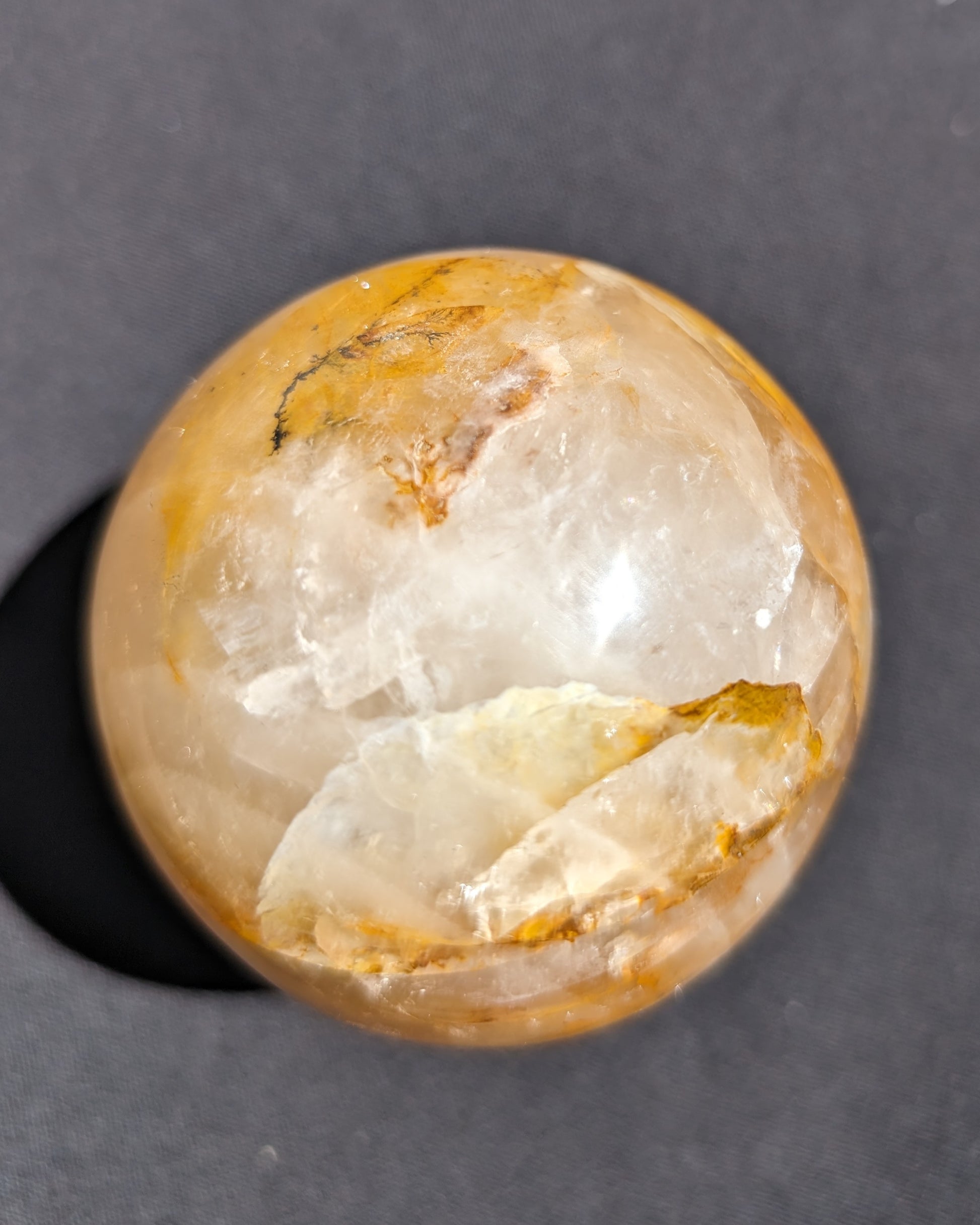 Yellow flower Calcite sphere from Madagascar 436g Rocks and Things