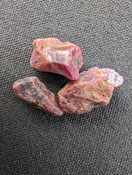 Purple Red Corundum Ruby 3 crystals approx. 1.5g Rocks and Things