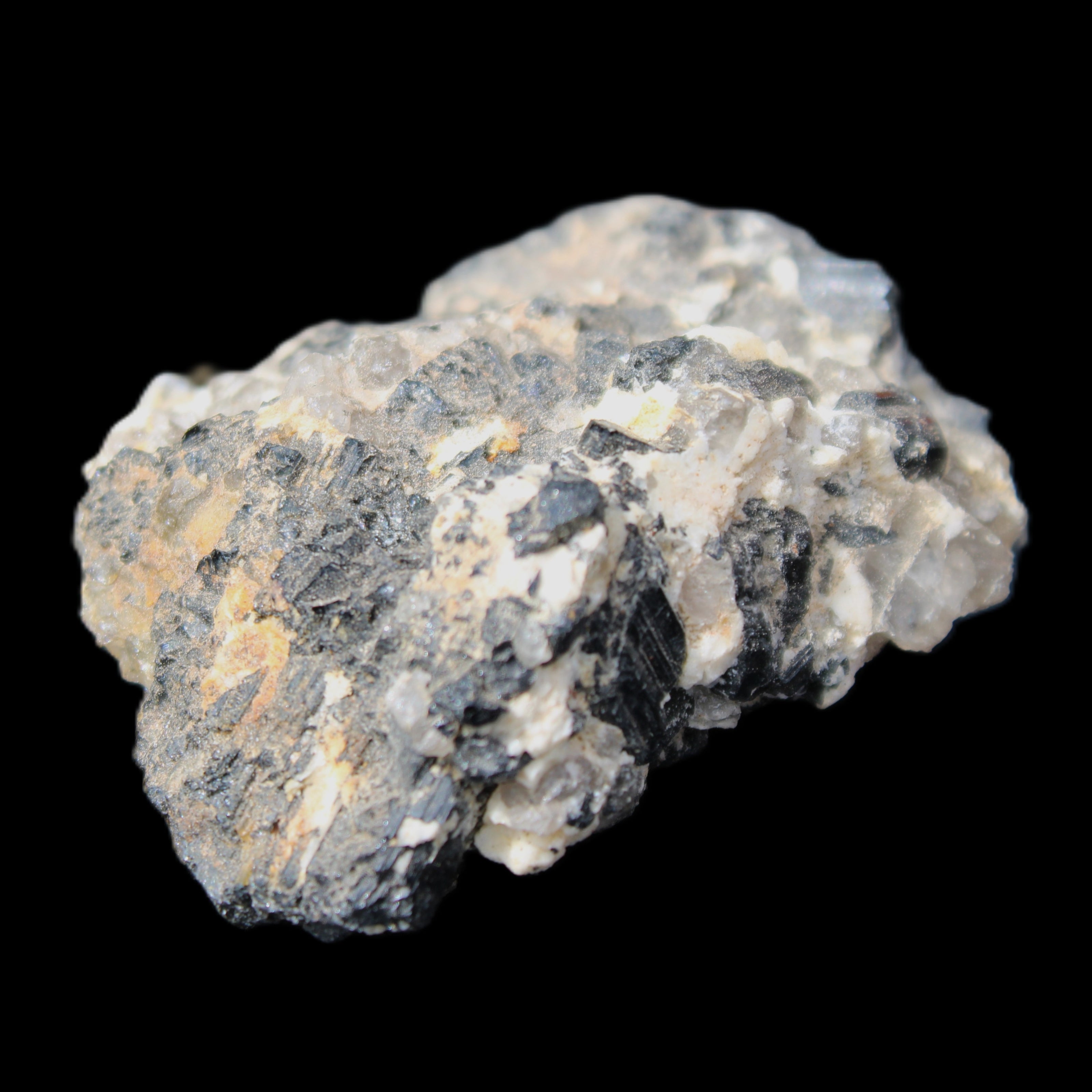 Black Tourmaline cluster in matrix with Quartz 62g in sunlight - Rocks and Things Store