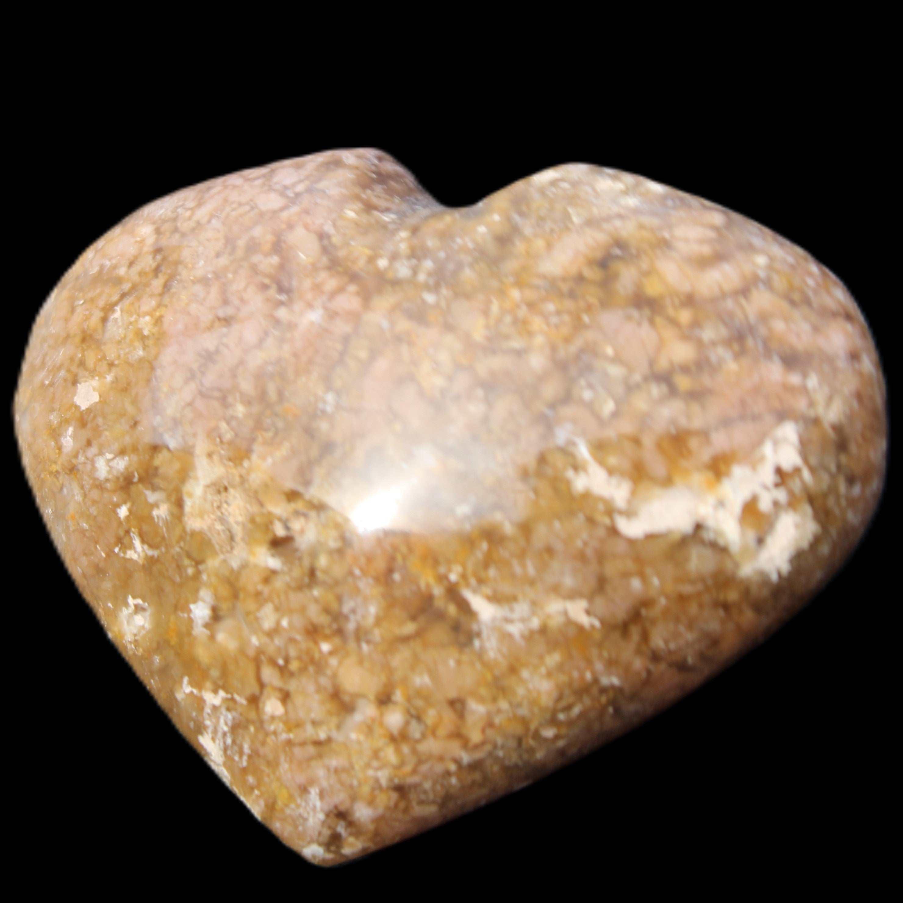 Cherry Blossom Agate heart 89g in sunlight - Rocks and Things Store