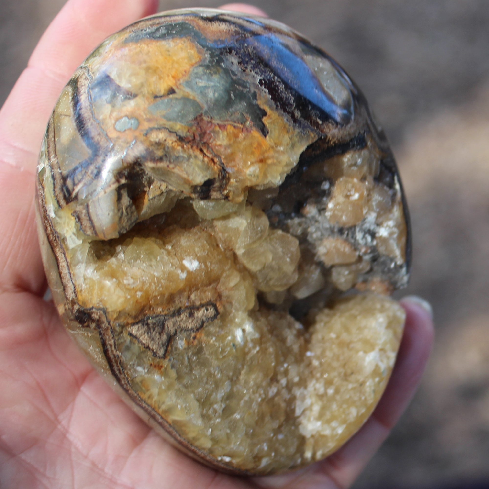 Septarian Dragon Stone geode egg 392g Rocks and Things