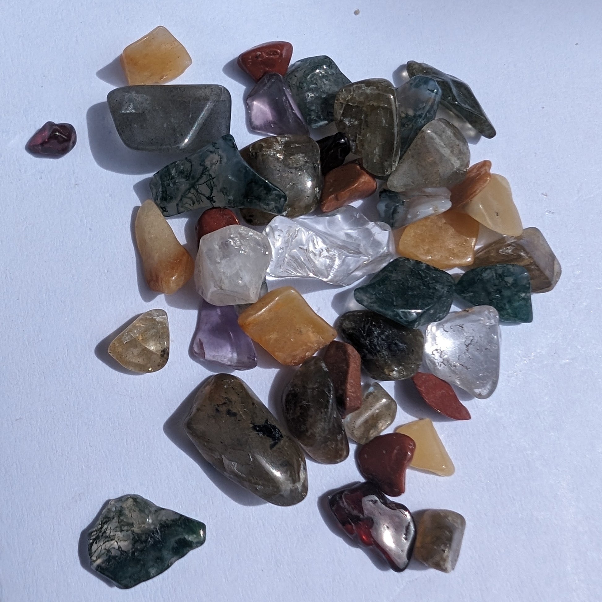 Pretty tiny mixed crystal polished chips 10g Rocks and Things