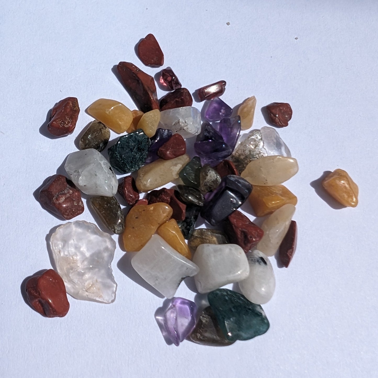 Pretty tiny mixed crystal polished chips 10g Rocks and Things