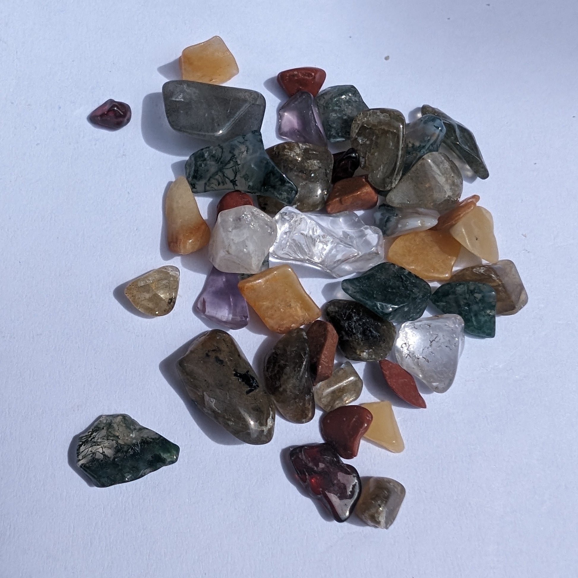 Pretty tiny mixed crystal polished chips 10g Rocks and Things