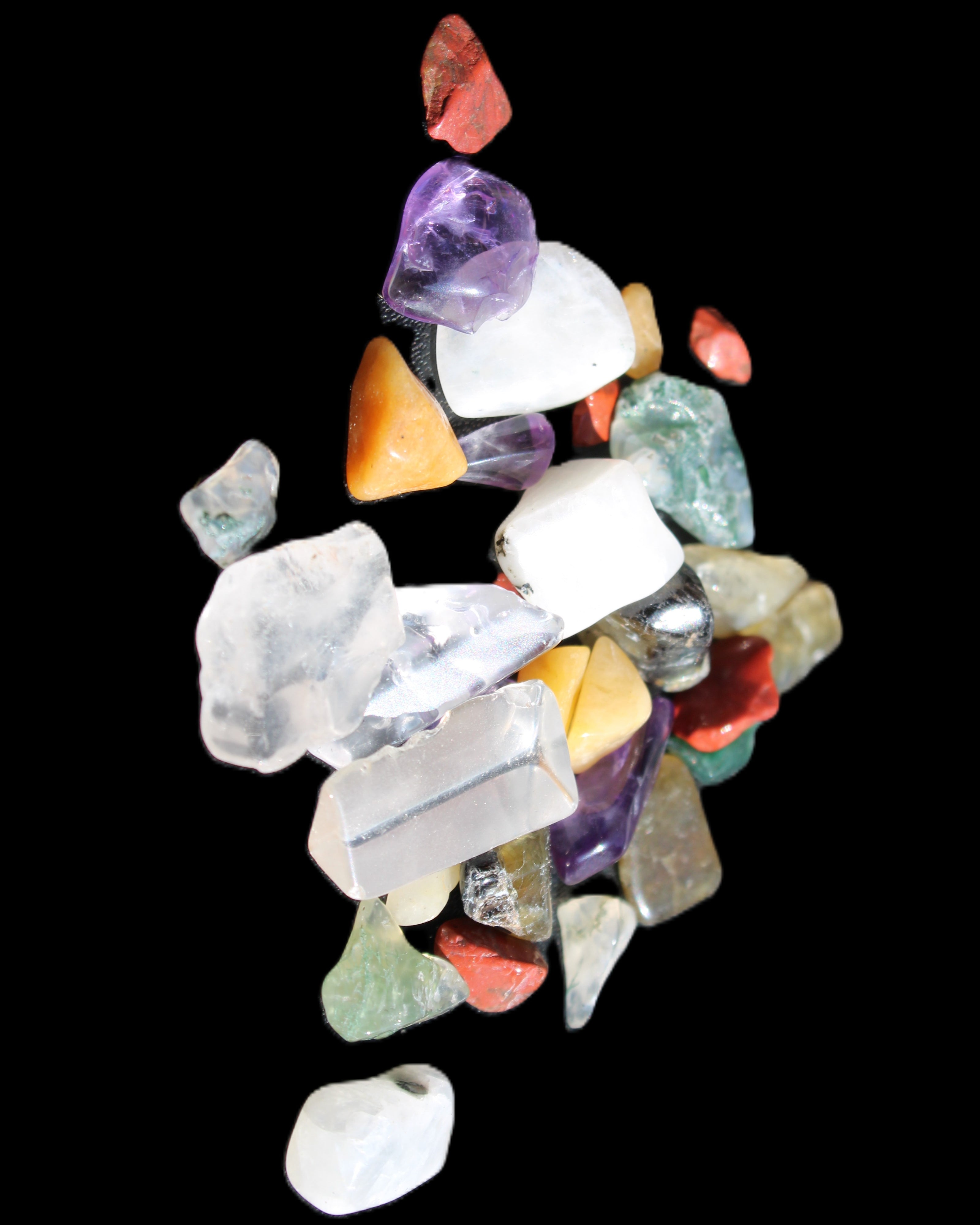 Pretty tiny mixed crystal polished chips 10g in sunlight - Rocks and Things Store