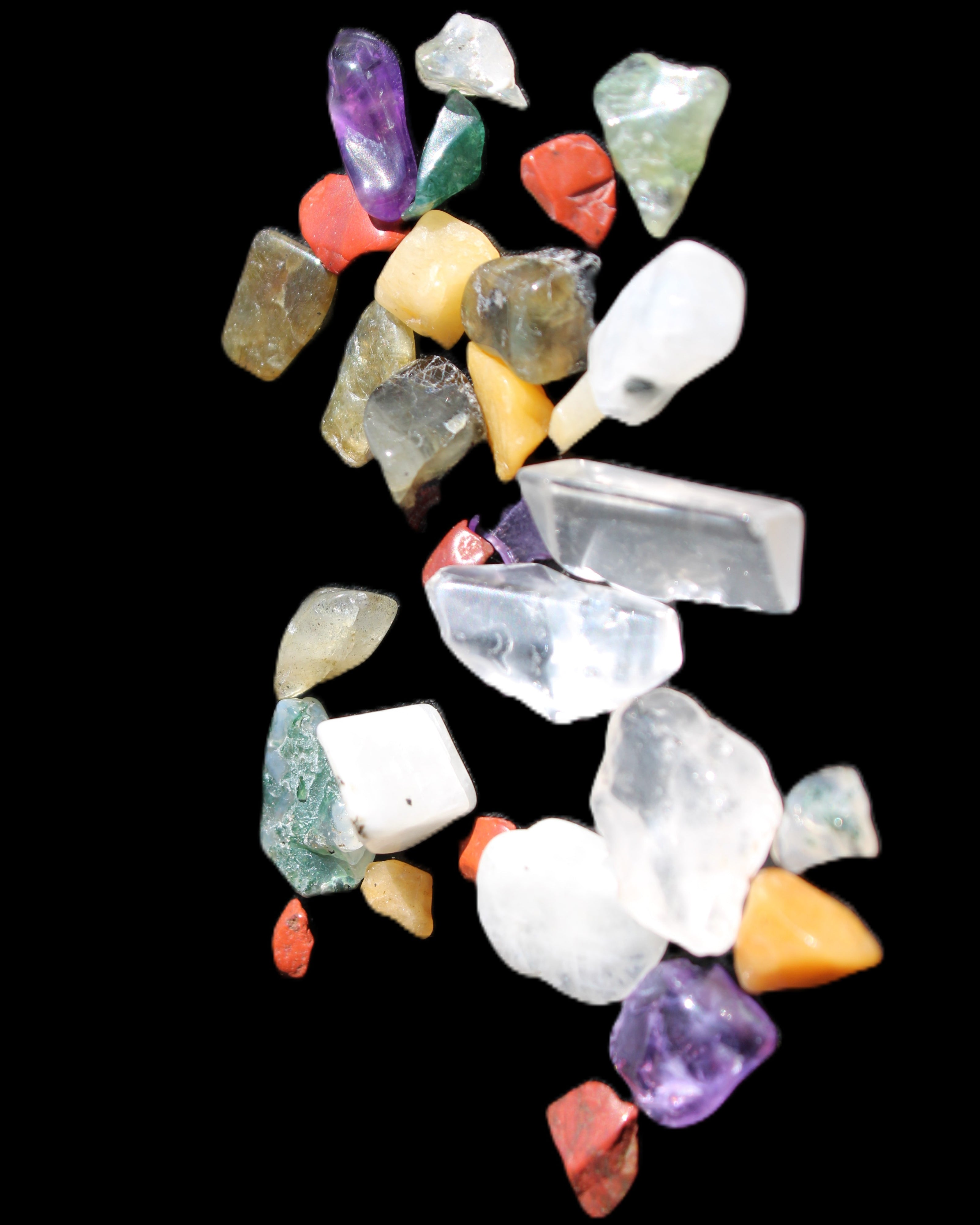 Pretty tiny mixed crystal polished chips 10g in sunlight - Rocks and Things Store