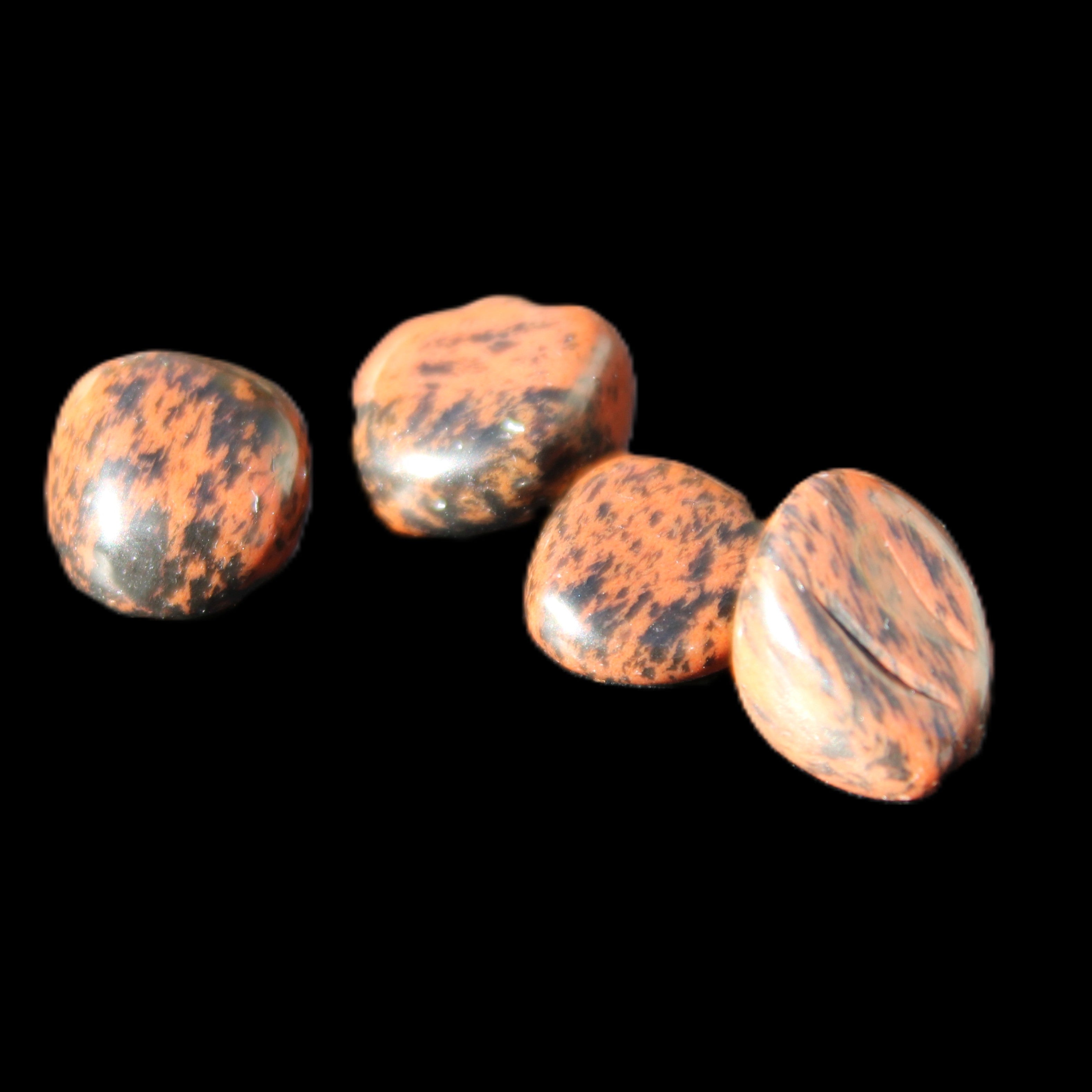 Red Mahogany Obsidian 4/5 stones 6g in sunlight - Rocks and Things Store