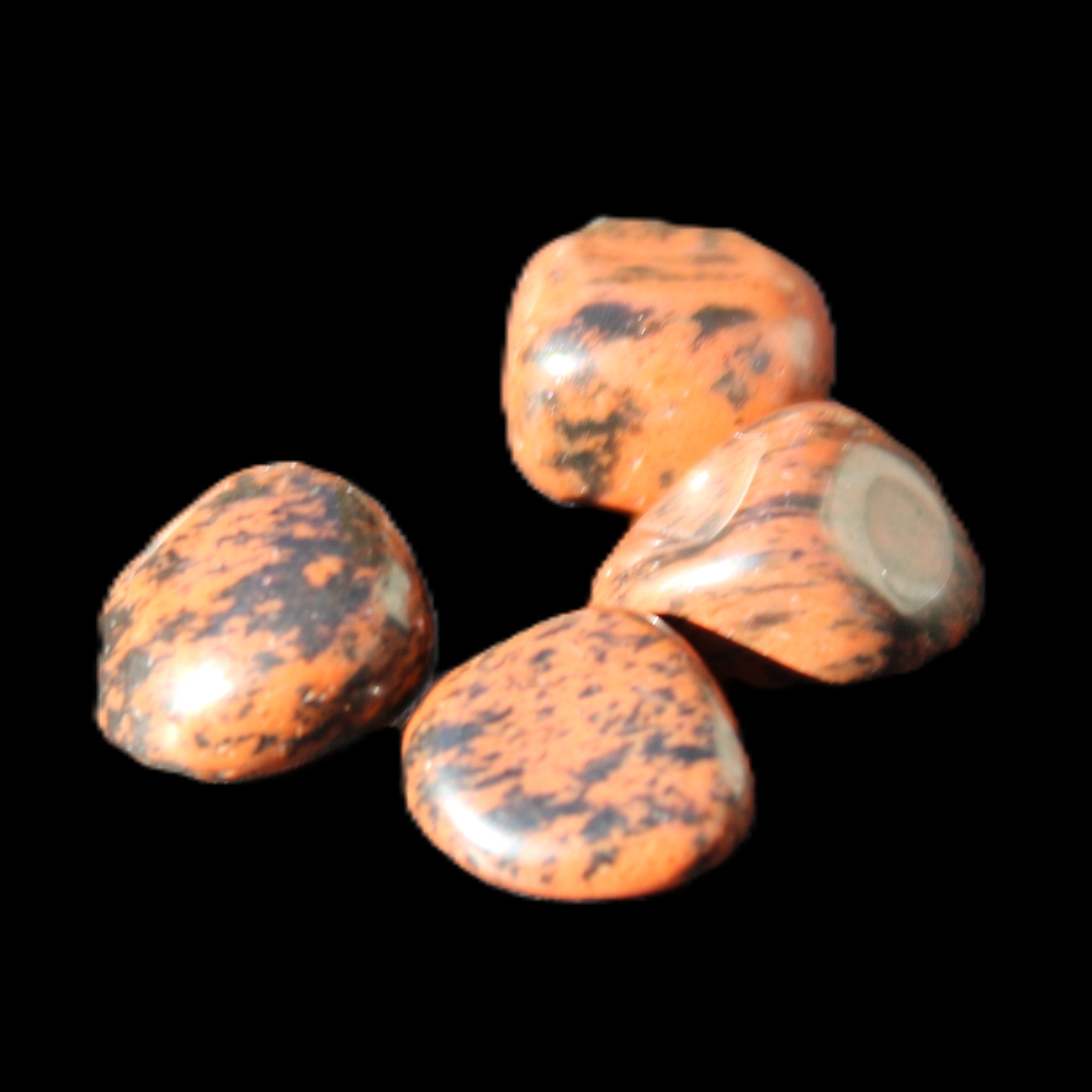 Red Mahogany Obsidian 4/5 stones 6g in sunlight - Rocks and Things Store