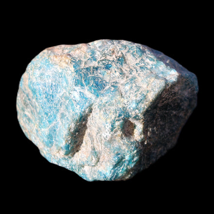 Blue Apatite rough 333g in sunlight - Rocks and Things Store