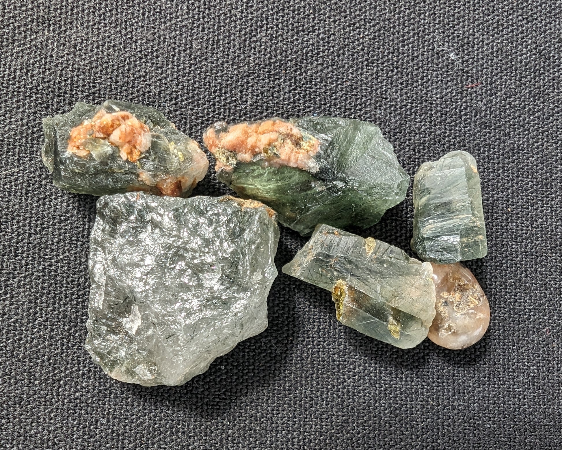 Green hair rutiliated Quartz points 5/6 approx 10g Rocks and Things