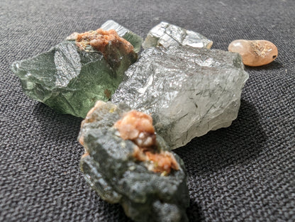 Green hair rutiliated Quartz points 5/6 approx 10g Rocks and Things