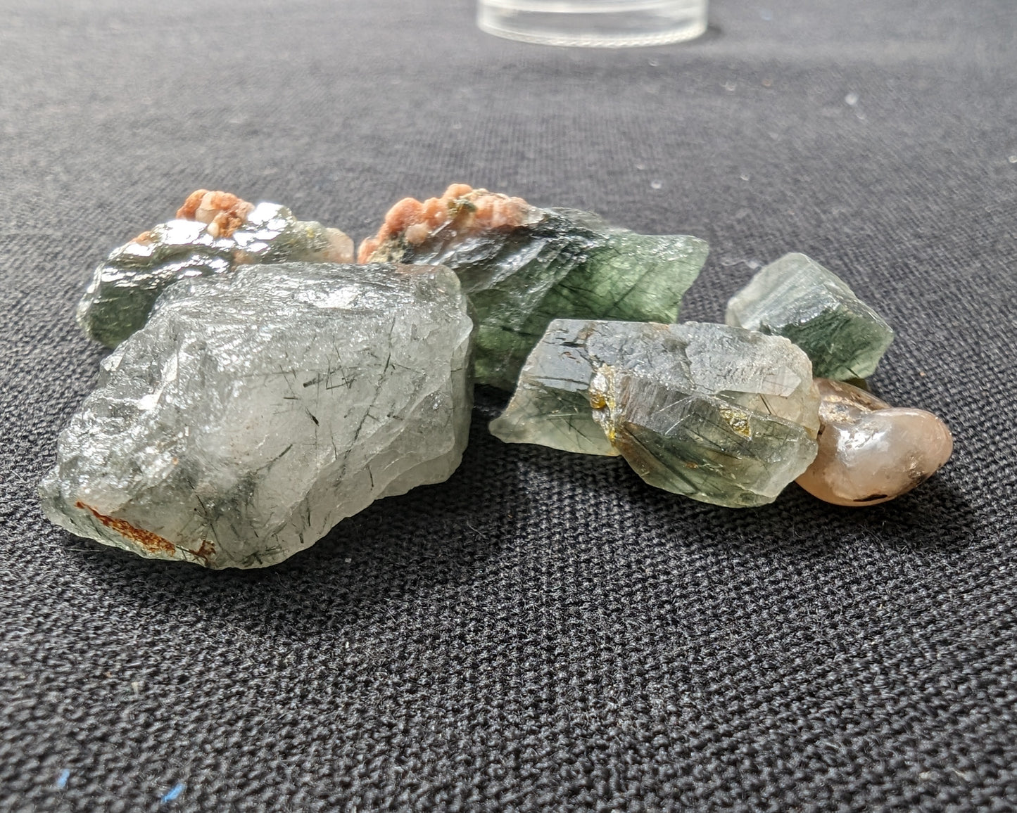 Green hair rutiliated Quartz points 5/6 approx 10g Rocks and Things