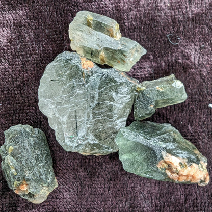 Green hair rutiliated Quartz points 5/6 approx 10g Rocks and Things