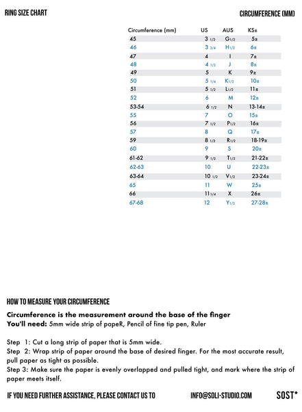 Brown Square Ring size chart