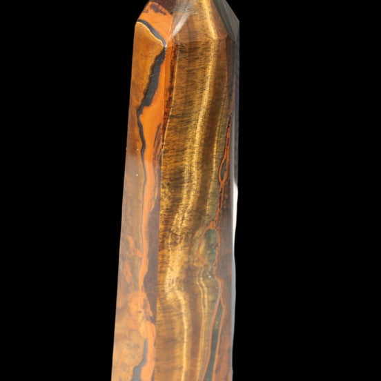 Tigers Eye Obelisk 1150g in sunlight, Rocks and Things Store