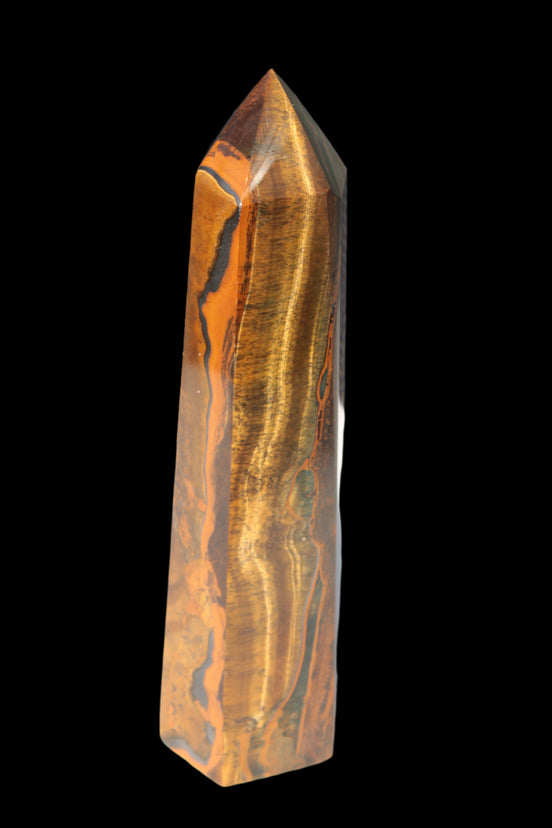 Tigers Eye Obelisk 1150g in sunlight, Rocks and Things Store