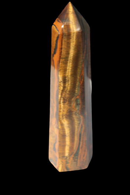 Tigers Eye Obelisk 1150g in sunlight, Rocks and Things Store