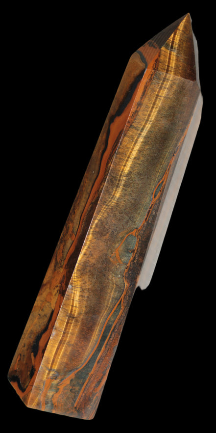 Tigers Eye Obelisk 1150g in sunlight, Rocks and Things Store