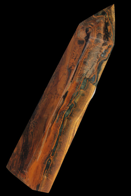 Tigers Eye Obelisk 1150g in sunlight, Rocks and Things Store