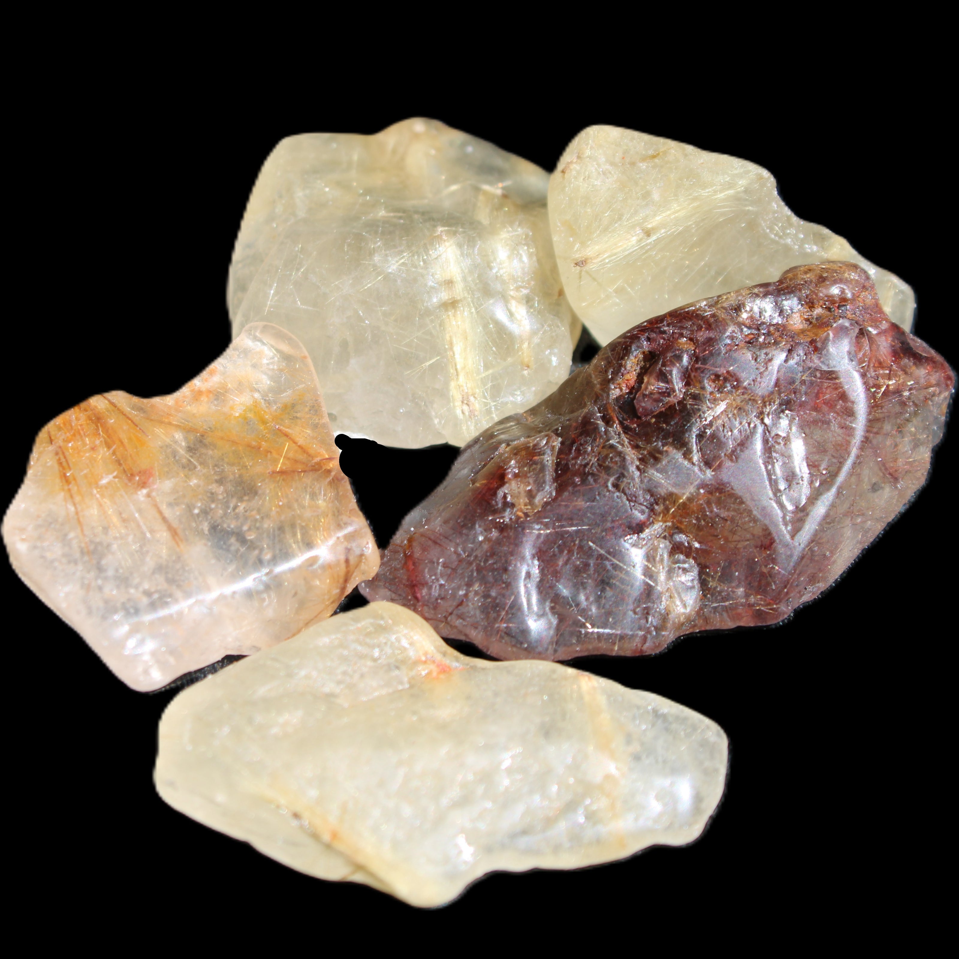 Golden hair Rutiliated Quartz 5/6 crystals approx. 24g in sunlight - Rocks and Things Store