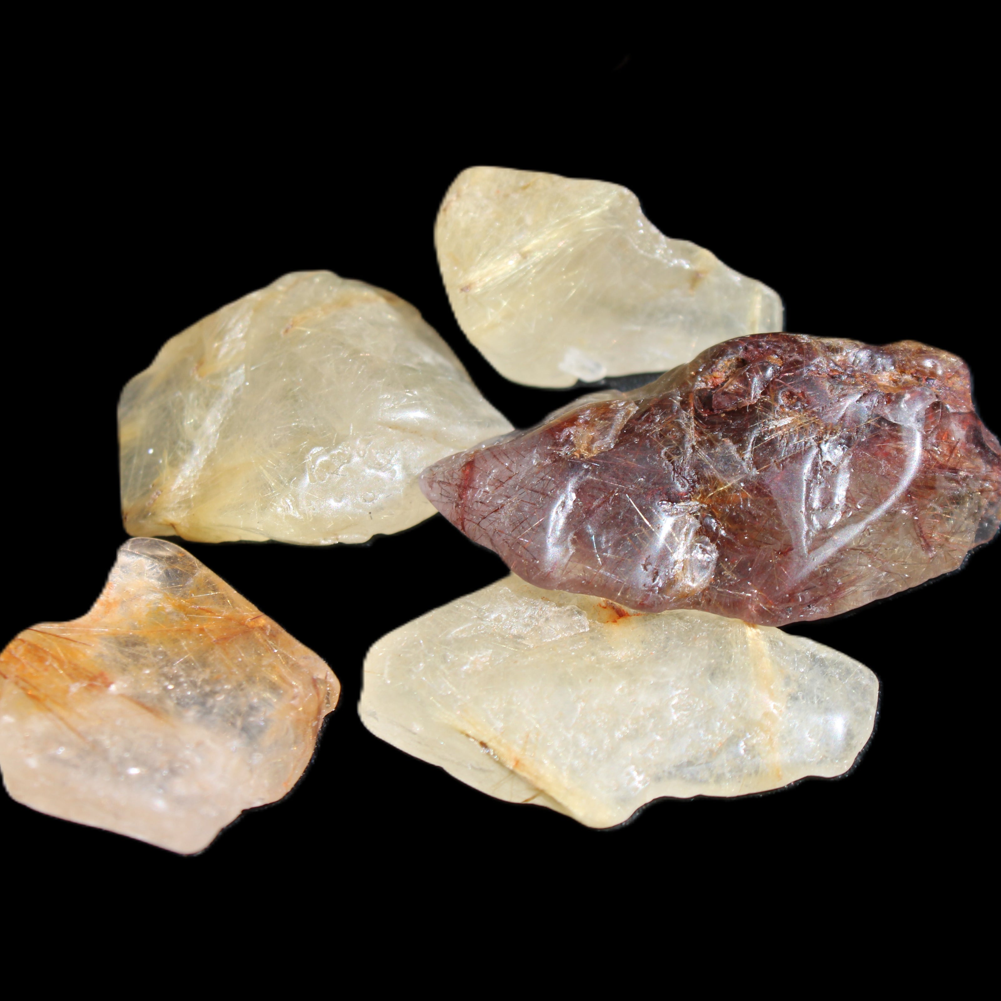 Golden hair Rutiliated Quartz 5/6 crystals approx. 24g in sunlight - Rocks and Things Store