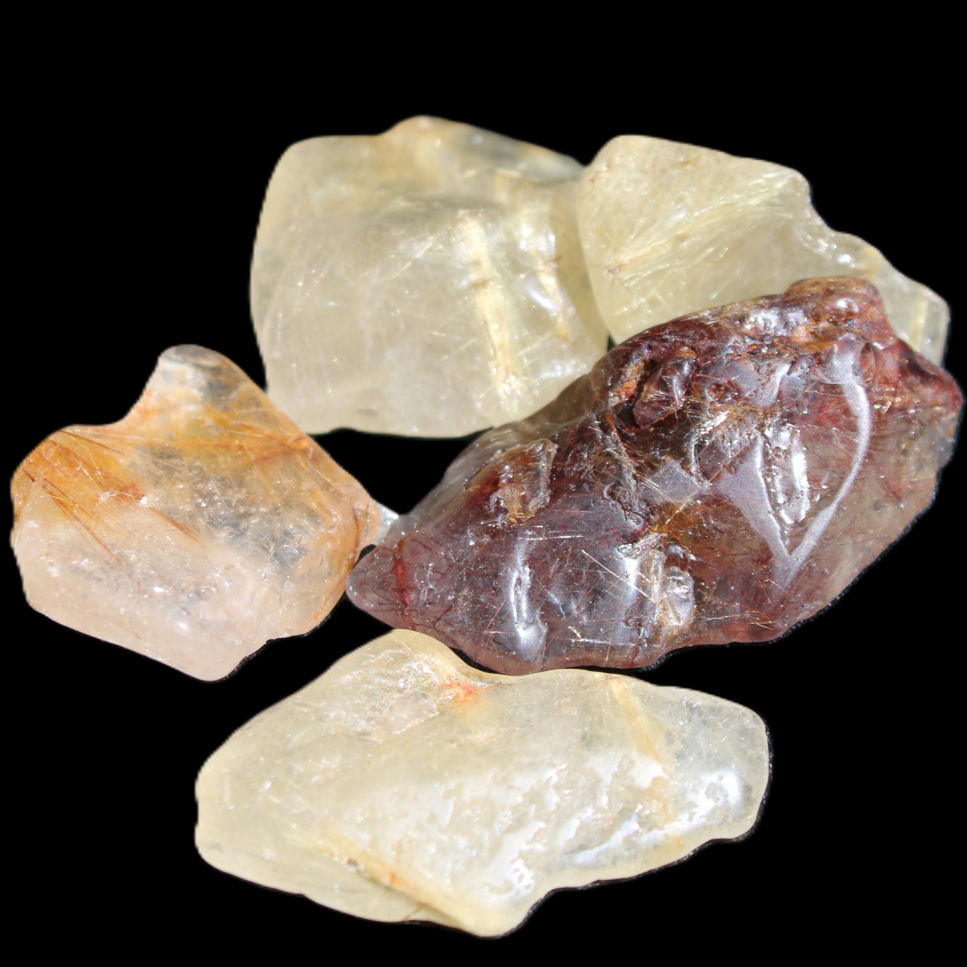 Golden hair Rutiliated Quartz 5/6 crystals approx. 24g in sunlight - Rocks and Things Store