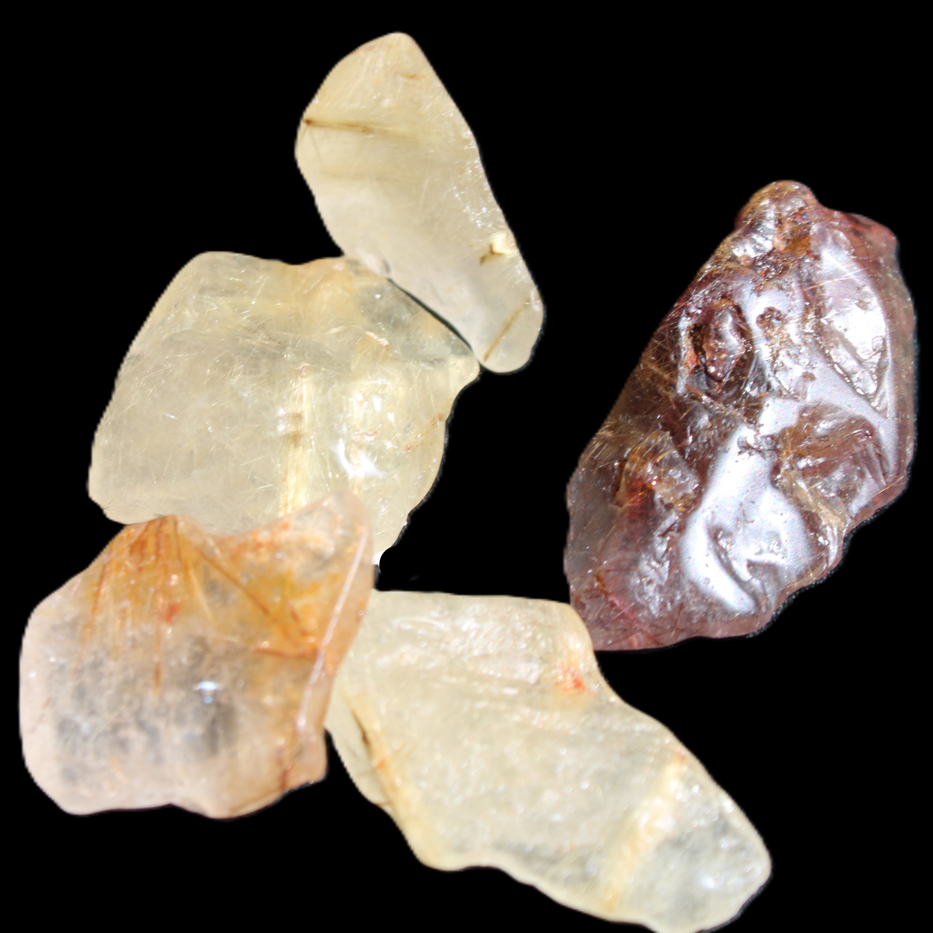 Golden hair Rutiliated Quartz 5/6 crystals approx. 24g in sunlight - Rocks and Things Store