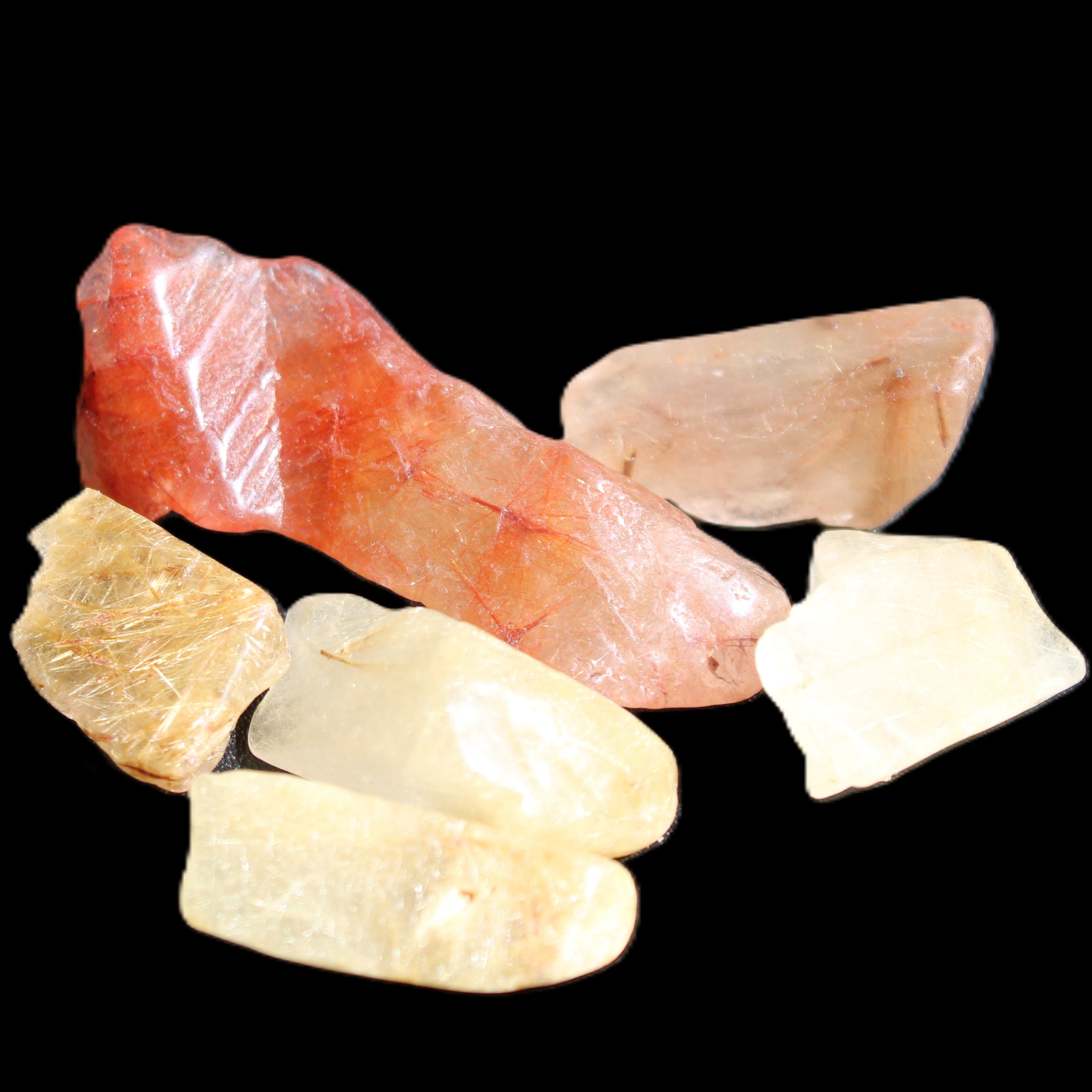 Golden hair Rutiliated Quartz 5/6 crystals approx. 24g in sunlight - Rocks and Things Store